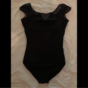 Black Leotard with Mesh Neckline